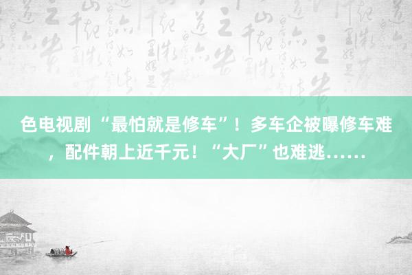 色电视剧 “最怕就是修车”！多车企被曝修车难，配件朝上近千元！“大厂”也难逃……